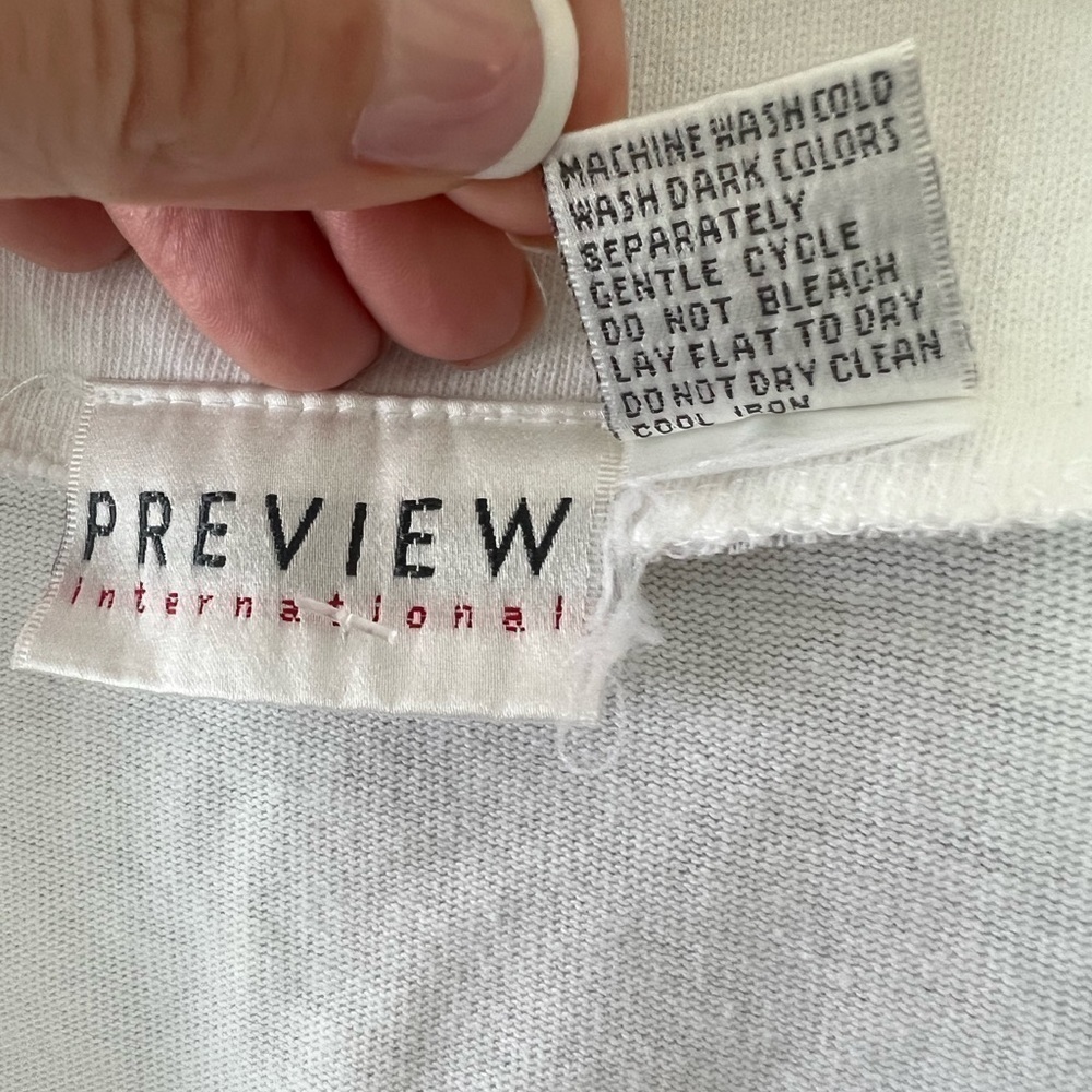 Vintage 90s Preview International White Cardigan Sweatshirt Embroidered M - Picture 8 of 8